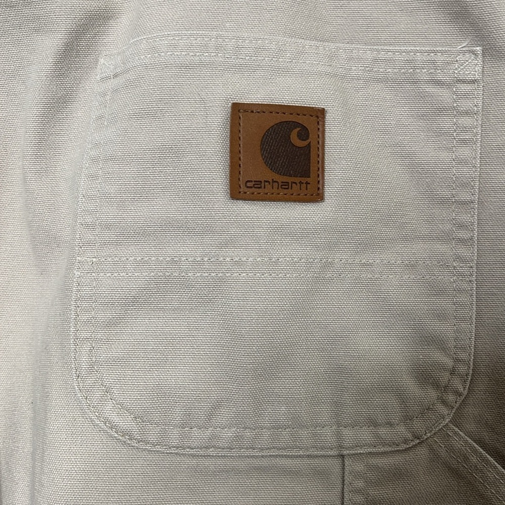 Carhartt Loose Straight Tan Washed Duck Dungaree Work Pants Men Size 44x32 - Picture 3 of 6
